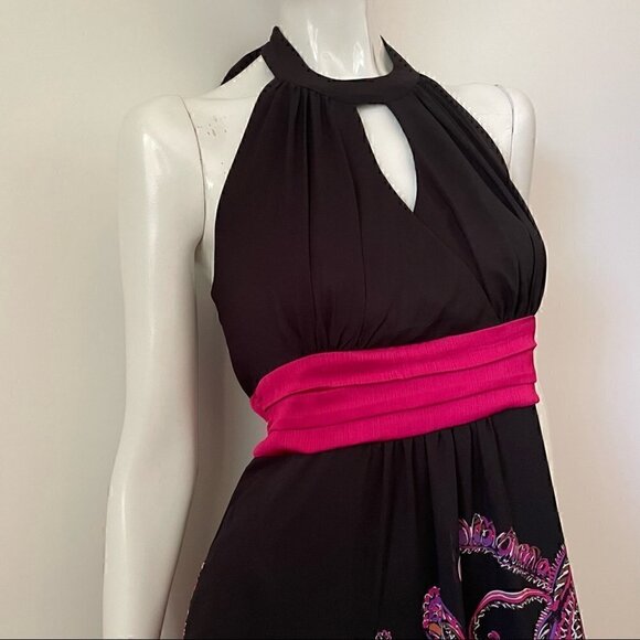 La Chateau Chiffon Floral Paisley Halter Maxi Dress, Sz Small - Picture 6 of 16